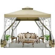 Rent to own SANOPY 10'x 10' Metal Patio Gazebo, Outdoor Gazebo Canopy Tent for Backyard with Mesh Privacy Curtains, Gazebos Shelter with Display Shelves, Steel Frame, Patio Covers for Shade and Rain