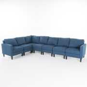 Rent to own Carolina 7 Piece Fabric Sectional Couch, Dark Blue