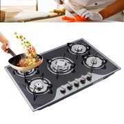 Rent to own Miumaeov Gas Cooktop Stainless Steel 5 Burners Stove Hob Cooktop Dual Fuel Gas Hob NG/LPG Convertible