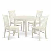 Rent to own East West Furniture Boston 5 Piece Round Dining Table Set with Weston Wooden Seat Chairs