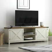 Rent to own Latvia Gaming Ready Wood 70 inch TV Stand for TVs up to 78", White/Knotty Oak