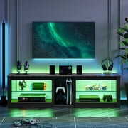 Rent to own Bestier TV Stand for TVs up to 70" with LED Light Entertainment Center with Glass Shelves Black