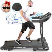 Rent to own Famistar W500C Electric Folding Treadmill with 3 Manual Incline for Home, 12 Preset Programs & 3 Modes, Heart Pulse System, Built-in MP3 Speaker, LED Display, 2 Knee Straps Gift
