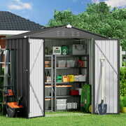 Rent to own Lofka 8ft x 6ft Metal Garden Shed for Outdoor Storage,Gray