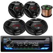 Rent to own Single DIN AM/FM Stereo USB AUX CD Player Bluetooth Multimedia Radio Player Bundle with 2x 6x9" 3-Way Car Speakers, 2x 6.5" 2-Way Coaxial Speakers, 50Ft 16 Gauge Speaker Wire