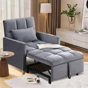 Rent to own Aukfa Convertible Sleeper Chair Bed, Futon Chair, Adjustable Angle Backrest Chaise - Gray