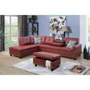 Rent to own Golden Furniture Sectional Sofa Set, Faux Leather Sofa, Chaise Sectional Set with Ottoman