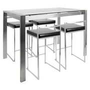 Rent to own Fuji 5-Piece Contemporary Counter Height Dining Set in Stainless Steel and Black by LumiSource