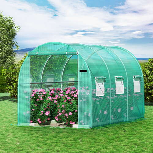 Rent to own BENTISM Walk-in Tunnel Greenhouse Galvanized Frame & Waterproof Cover 12x7x7 ft