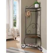Rent to own Pewter Metal Corner Entryway Hallway Storage Bench Hall Tree Coat Rack