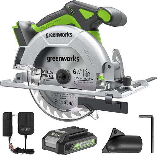 Rent to own Greenworks 24V Brushless 6-1/2" Circular Saw Kit with 24V 2Ah Battery and Charger