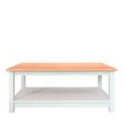Rent to own Pine Wood Coffee Table Rectangle with Storage Shelf White & Pine