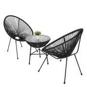 Rent to own Winado 3-Piece Outdoor Acapulco Patio Conversation Bistro Set w/Plastic Rope