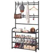 Rent to own Husfou Coat and Shoe Rack, 4 Tiers Metal Shoe Storage Organizer with Coat Stand Rack for Living Room, Bedroom, Office