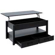 Rent to own Coffee Table Lift Top Coffee Table with Storage, Coffee Table with Drawers and Adjustable, Wood Coffee Table for Living Room, Home, Office (Black, 41.7)