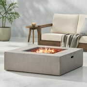 Rent to own Mayfair Lightweight Concrete Outdoor 50,000 BTU Square Fire Pit (No Tank Holder), Light Gray