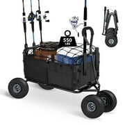 Rent to own Comie Collapsible Fishing Cart w/11 All-Terrain Wheels for  Sand,550lb Large Capacity Beach Wagon Heavy Duty Garden Cart with Rod  Holders,Umbrella Holder and Storage Pockets