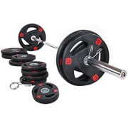 Rent to own BalanceFrom Cast Iron Olympic Weight Including 7FT Olympic Barbell and Clips, 300-Pound Set (255 Pounds Plates + 45 Pounds Barbell), Multiple Packages