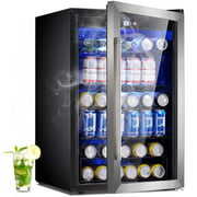 KISSAIR 4.4Cu.ft Beverage Refrigerator Cooler, 37 Bottles Mini Fridge with  Glass Door for Soda Beer or Wine, With Adjustable Removable Shelves