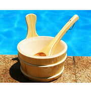 Rent to own 4L Natural Wooden Bucket with Ladle Water Bucket Steam Room Beauty SPA