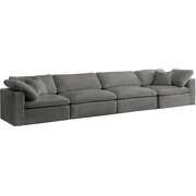 Rent to own Meridian Furniture Cozy Gray Velvet Modular 4 Piece Sofa