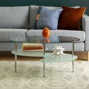 Rent to own Walker Edison Mid-Century Modern Oval Glass Coffee Table