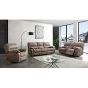 Rent to own practical Betsy Furniture Microfiber Reclining Sofa Couch Set Living Room Set 8007 (Taupe  Sofa+Loveseat+Recliner)