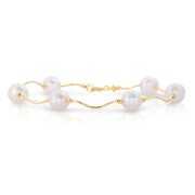 Rent to own Tilo Jewelry 14K Yellow Gold White Round Fresh Water Pear Bracelet for Women - 7 Inch