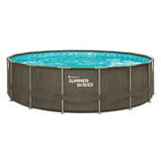 Rent to own Summer Waves 16 ft Dark Double Rattan Crystal Vue Elite Frame Pool, Round, Ages 6+, Unisex