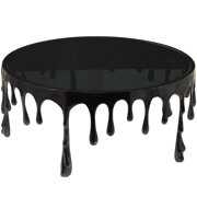 Rent to own DecMode 36" x 16" Black Aluminum Drip Coffee Table with Melting Designed Legs and Shaded Glass Top, 1-Piece