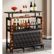 Rent to own Tribesigns Bar Unit for Liquor, Home Enetertainement Bar, Upholstered Bar Table with Storage and Footrest for Balcony,Black