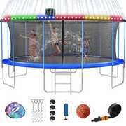 Rent to own FIZITI 16FT 1500LBS Trampoline for Adults/Kids, Outdoor Trampoline with Enclosure Net, Basketball Hoop, Sprinkler, LED Lights, Wind Stakes, Ladder, ASTM Approved Recreational Trampoline for Backyard