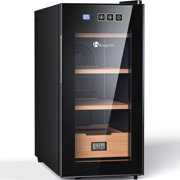 Rent to own KingChii 26L Cigar Humidors for 150 Counts with Cooling and Heating Temperature Control System, Cigar Cabinet with Digital Hygrometer, Spanish Cedar Wood Shelves, Gift for Men,  3 Layers