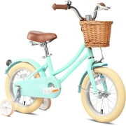 Rent to own Glerc 16 Inch Kids Bike for 4 5 6 7 8 Years Old Little Girls Retro Vintage Style Bicycles with basket Training Wheels and Bell,Mint Green