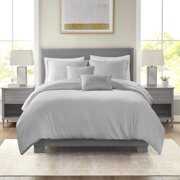Rent to own Beautyrest 5 Piece Jasper Bedding Comforter Set, Pleated Velvet, Full/Queen, Grey