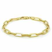Rent to own Nuragold 14k Yellow Gold 4mm Paperclip Elongated Rolo Cable Link Chain Bracelet, Womens Jewelry with Lobster Clasp 7" 7.5" 8"