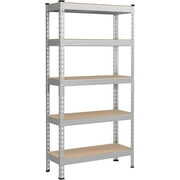 Rent to own SONGMICS 5-Tier Storage Shelves Metal Garage Storage Boltless Assembly Adjustable Shelving Unit 11.8 x 29.5 x 59.1 Inches Load 1929 lb for Shed Warehouse Basement Kitchen Silver