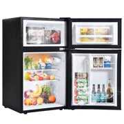 Xahpower 3.2Cu.Ft Mini Refrigerator with Two-Door,Freestanding Small Fridge with Freezer for Bedroom Office or Dorm,Reversible Door, 7-Level Thermostat Control,Black