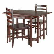 Rent to own Winsome Wood Taylor 3-Pc Drop Leaf Dining Table with 2 Ladder Back Chairs, Walnut