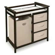 Rent to own Badger Basket Modern Baby Changing Table with Hamper and 3 Baskets, Espresso, Includes Pad