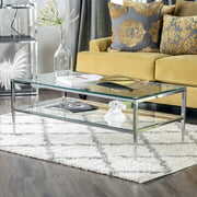 Rent to own Furniture of America  Luch Modern Glass/ Metal 48-inch Coffee Table Chrome Chrome Finish, Metal Finish