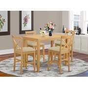 Rent to own YAPB5-OAK-C 5 Pc counter height Dining set - high top Table and 4 Dining Chairs.