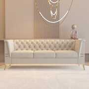 Rent to own Anysun 3 Seater Sofa - Chesterfield Sofa - Tufted Velvet Sofa Couch for Living Room - Beige