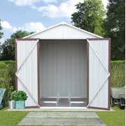 Rent to own SYNGAR Patio Storage Shed, 64ft Outdoor Storage Shed, Backyard Storage Sheds with Lockable Door, Bike Shed, Garden Shed, Tool Shed, Metal Shed, White