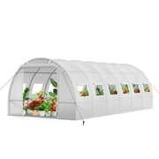 Rent to own Summit Living Portable Walk-in Tunnel Greenhouse, 20×10×6.6 ft Gardening Plant Hot House Canopy, Galvanized Steel Frame with 2 Zippered Doors & 12 Screen Windows, White