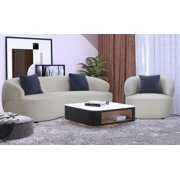 Rent to own Kevinplus Modern Curved Sofa Set with Sofa Chair 3 Seat Cloud Couch Boucle Sofa with 3 Pillows Fabric Couch for Living Room Bedroom Office