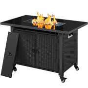 Rent to own Yaheetech 43'' Propane Fire Pit Table 50,000 BTU Glass Top Gas Fire Pit with Wheels, Black