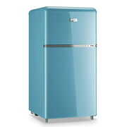 Rent to own WANAI 3.2 Cu.Ft Compact Refrigerator2 Doors Refrigerator Retro Mini fridge with Freezer,Blue