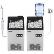 Rent to own ROVSUN 110LB Ice / 24h Commercial Ice Maker Machine, 24lbs Storage Bin, Freestanding Ice Machine for Restaurant Bar Cafe Home Office with 2 Ways of Water Adding, Includes Scoop & Connection Hose