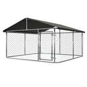 Rent to own Petony Outdoor Dog Kennel Dog Cage Dog Playpen Dog Fence Chicken Coop Hen House Heavy Duty Pet Playpen with Large Galvanized Chain Link with UV & Water Resistant Black Proof Cover